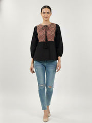 Black Cotton Ajrak Top
