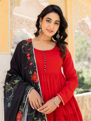Namya Red Mul Cotton Anarkali Suit Set