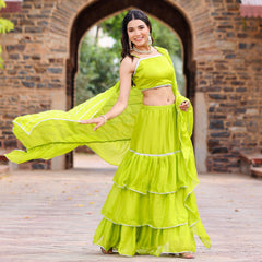 Komal Green Chiffon Lehnga Set