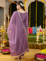 Lavender Gota Embroidered Anarkali Suit Set