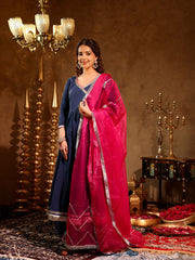 Rajni Blue Cotton Angrakha Suit Set