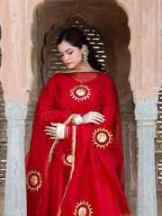 Kumkum Mul Chanderi Gota Work Anarkali Set