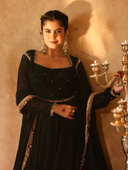 Shahzaadi Black Hand Embroidered  Anarkali Suit Set