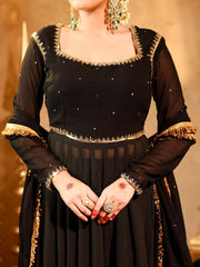 Shahzaadi Black Hand Embroidered  Anarkali Suit Set