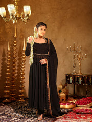 Shahzaadi Black Hand Embroidered  Anarkali Suit Set