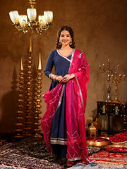 Rajni Blue Cotton Angrakha Suit Set