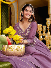 Lavender Gota Embroidered Anarkali Suit Set