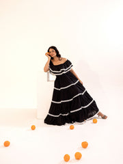 Black Off-Shoulder Cotton Maxi Dress