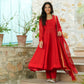 Laal Mirror Work Anarkali Suit Set