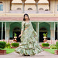 Jagriti Green Printed Satin Silk Draped Saree with blouse
