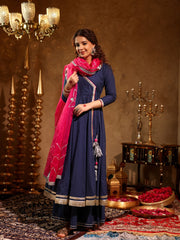 Rajni Blue Cotton Angrakha Suit Set