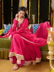 Pink Embroidered Anarkali Suit Set