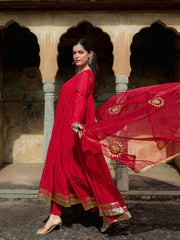 Kumkum Mul Chanderi Gota Work Anarkali Set