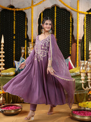Lavender Gota Embroidered Anarkali Suit Set