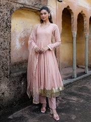 Beige Mul Chanderi Gota Work Anarkali Set