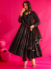 ZOYA Black Hand Sequin Embroidered Anarkali Suit Set