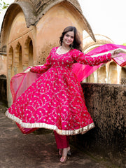 Nishita Red Heavy Embroidered Anarkali Suit Set