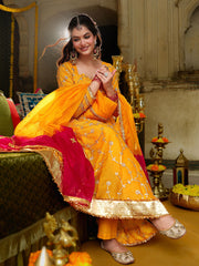 Yellow Embroidered Anarkali Suit Set