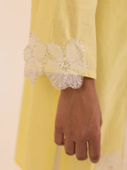 Lemon Yellow Embroidered Cotton Kurta Set