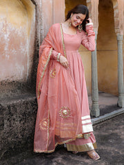 Sunaina Mul Chanderi Gota Work Anarkali Set