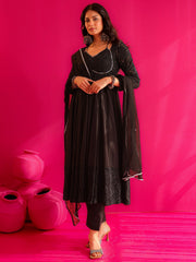 ZOYA Black Hand Sequin Embroidered Anarkali Suit Set
