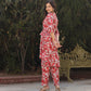 Daisy Red Floral Maslin Co Ord Set