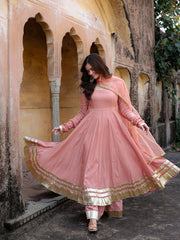 Sunaina Mul Chanderi Gota Work Anarkali Set