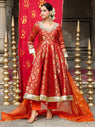 Orange Banarasi Hand Embroidered Anarkali Set