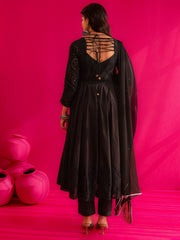 ZOYA Black Hand Sequin Embroidered Anarkali Suit Set
