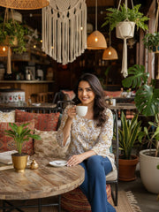 White Hand block Print Kurti
