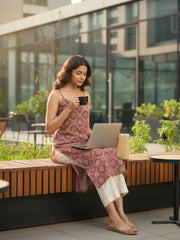 Hand Block Ajrakh Print Slip Cotton Kurti