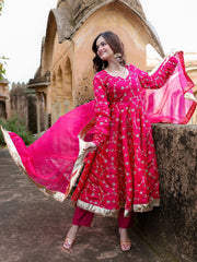 Nishita Red Heavy Embroidered Anarkali Suit Set
