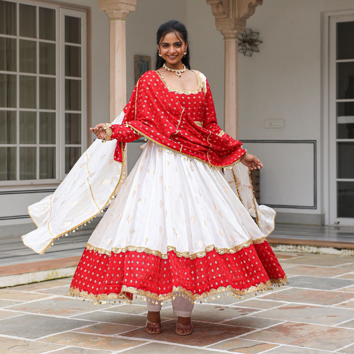 Tara Chanderi Jacquard Anarkali Suit Set