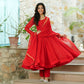 Laal Mirror Work Anarkali Suit Set