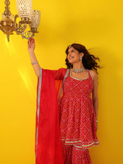 Pink Bandhani Gota Work Sharara Set