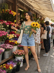 Green Hand block Print Kurti