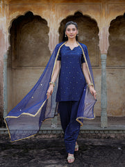 Tara Navy Blue Hand Embroidered Farsi Set