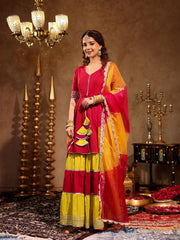Shivika Hot Pink Cotton Sharara Set