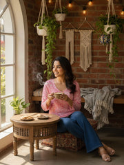 Nikita Hand block Pink Kurti