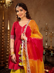 Shivika Hot Pink Cotton Sharara Set