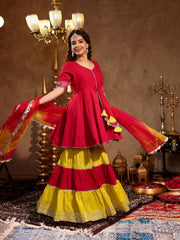 Shivika Hot Pink Cotton Sharara Set