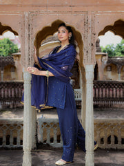 Tara Navy Blue Hand Embroidered Farsi Set