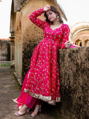 Nishita Red Heavy Embroidered Anarkali Suit Set
