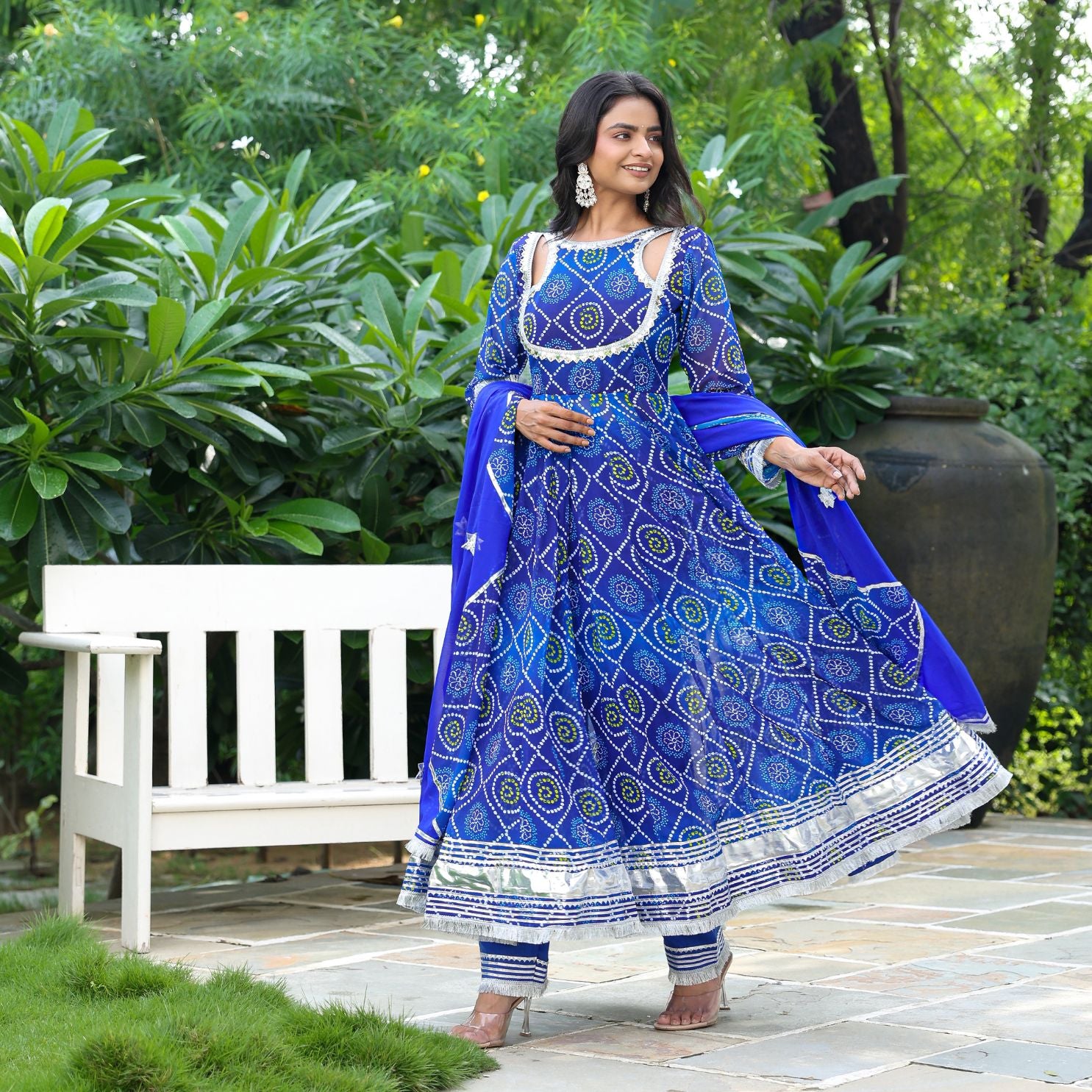 Asheera Blue Ombre Bandhani Suit Set