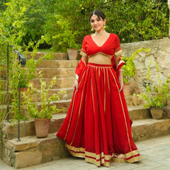 Asheera Shagun Red Georgette Gota Work Lehnga Set