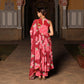 Red Floral Printed Georgette Anarkali suit set