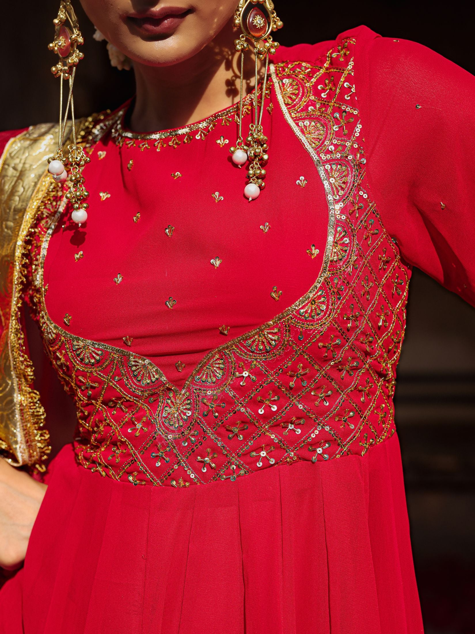 Karwachauth Red Anarkali Set