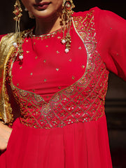Karwachauth Red Anarkali Set
