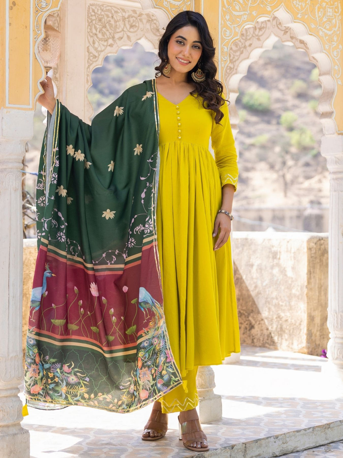 Samriddhi Mul Cotton Anarkali Suit Set
