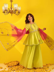 Green Mul Cotton Sharara Set